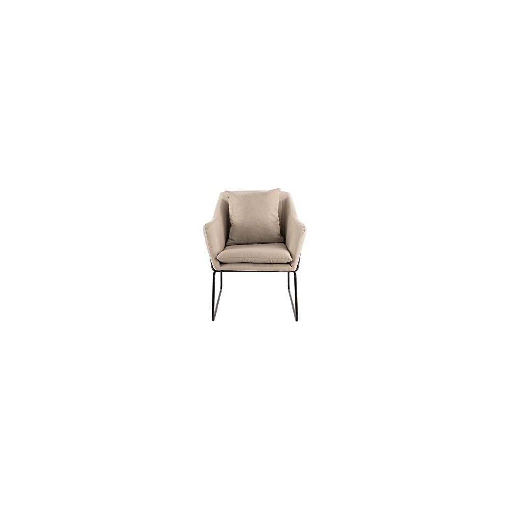 Elle Decor Odile Accent Chair, Plush Back Cushion, Black Metal Frame, Modern Living Room Upholstery Furniture