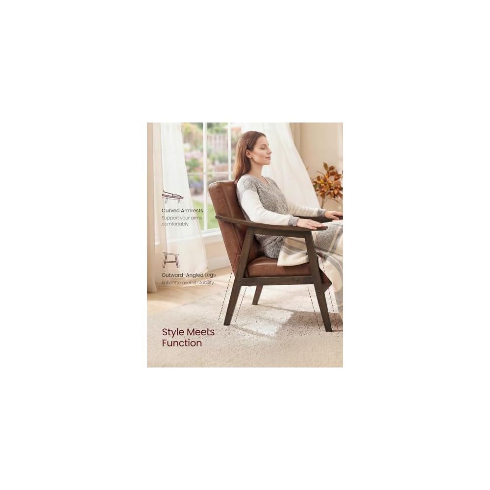 VASAGLE Accent Chair, PU Leather Armchair, Button Tufted, Thick Cushion