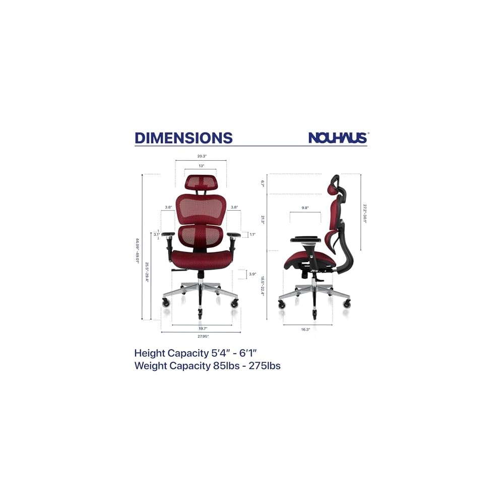 Nouhaus Mesh Ergonomic Office Chair with Lumbar Support, 4D Arms