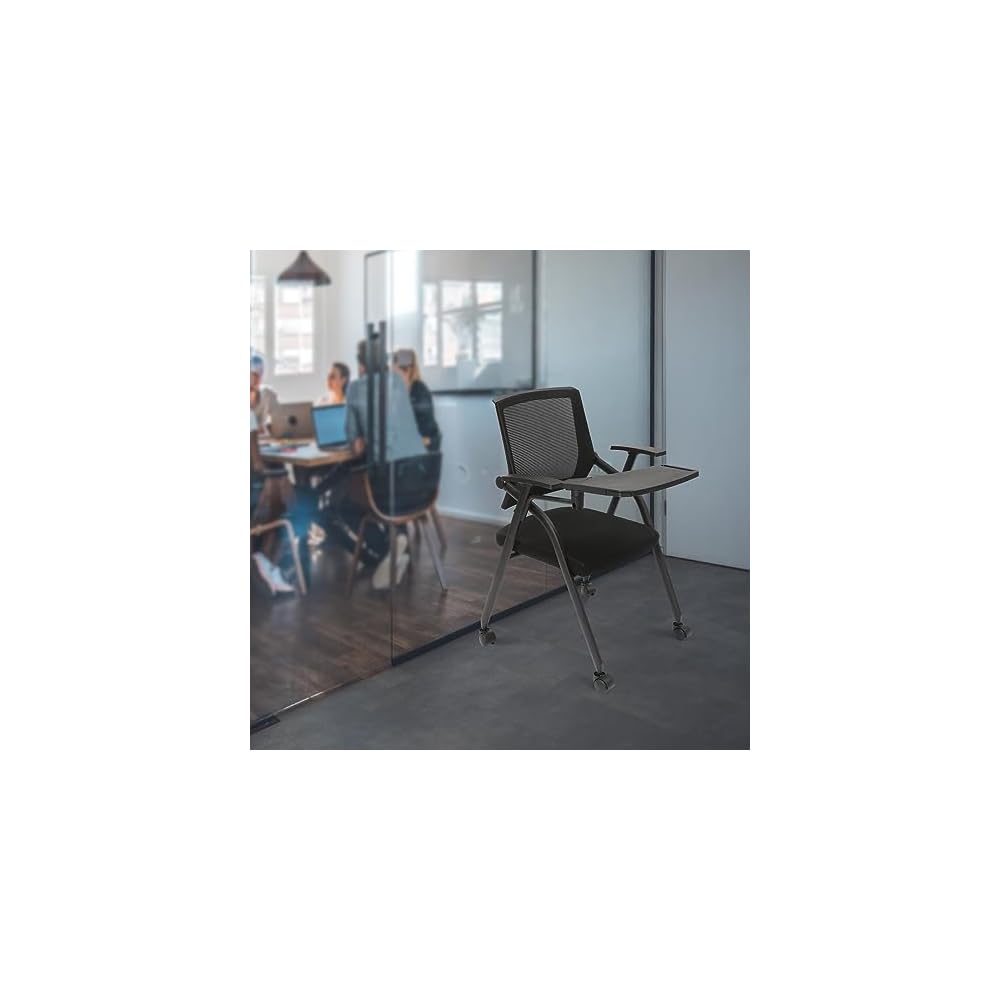 2 Pack Folding Chairs 485 lbs Heavy Duty Conference Room Chairs,Padded Folding Chairs Office Chairs with Widen Armrest,Grey Mesh Net Back Desk Chair No Wheels for Schools Office