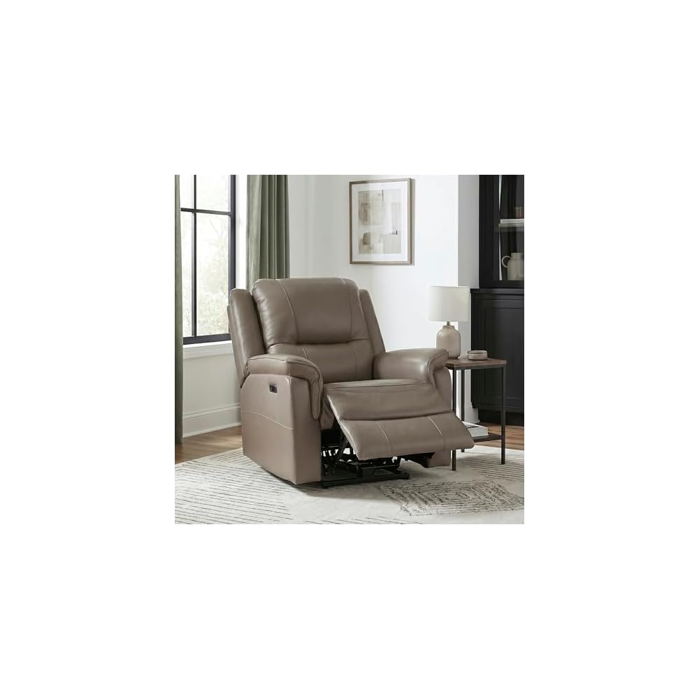 Lexicon Top Grain Leather Match Power Reclining Chair, Russet