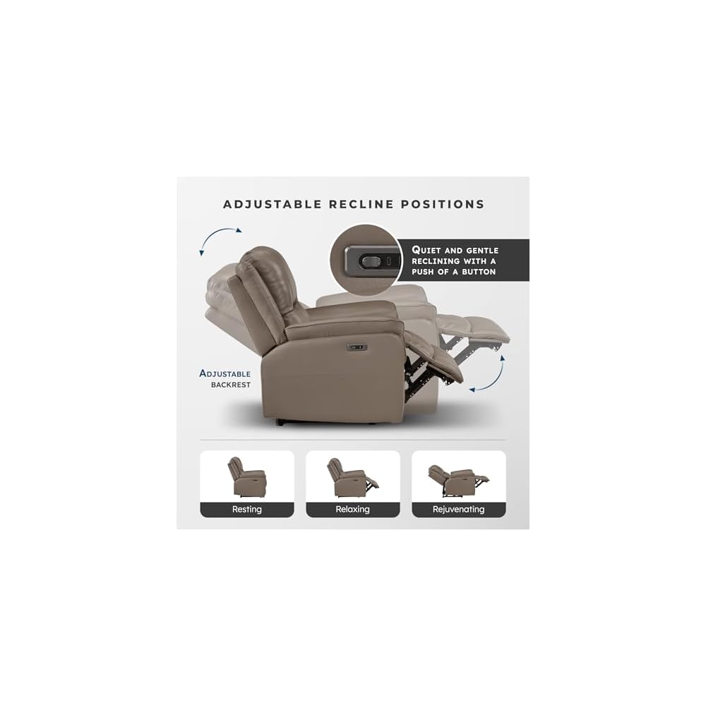 Lexicon Top Grain Leather Match Power Reclining Chair, Russet