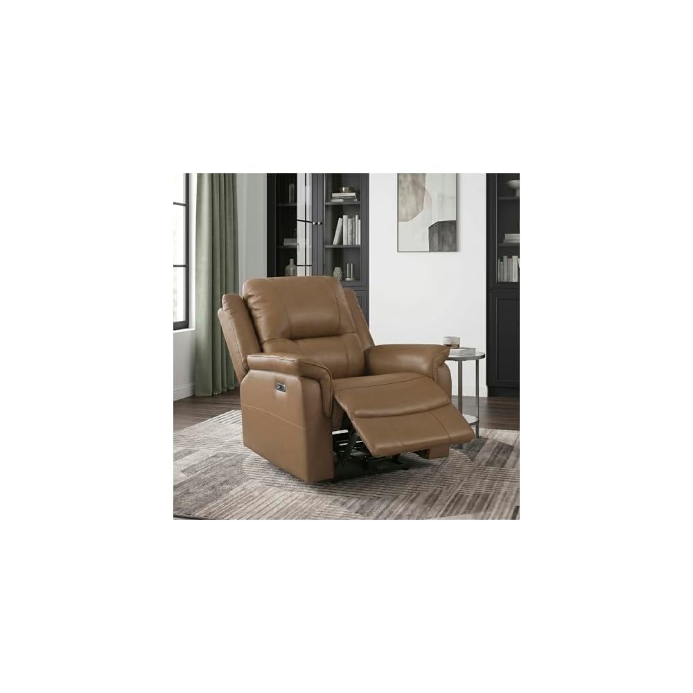 Lexicon Top Grain Leather Match Power Reclining Chair, Russet