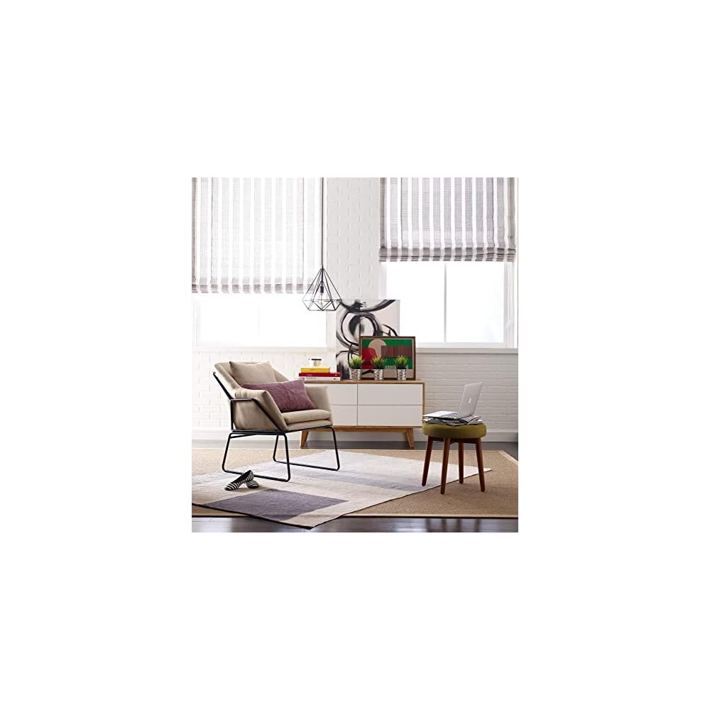 Elle Decor Odile Accent Chair, Plush Back Cushion, Black Metal Frame, Modern Living Room Upholstery Furniture
