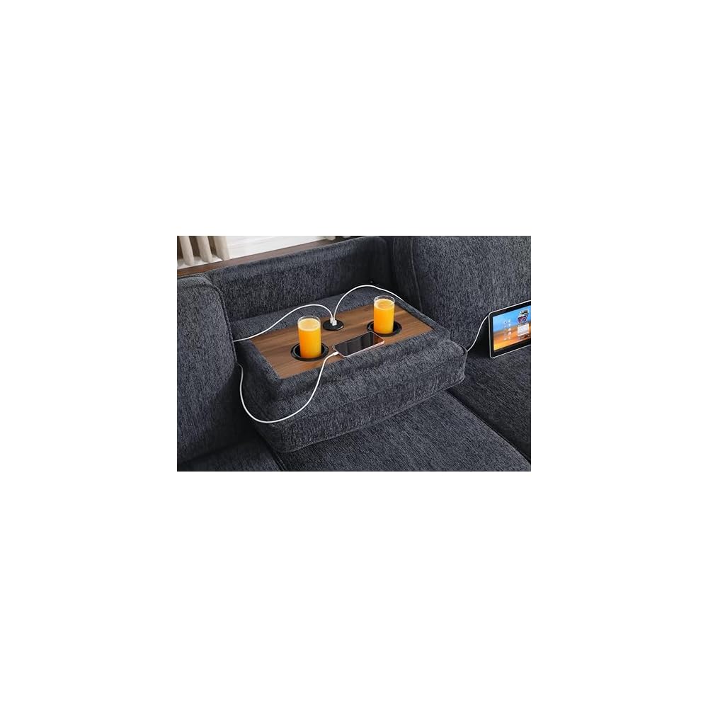 Lilola Home Mackenzie 91" Charcoal Gray Reversible Sleeper Sectional Sofa