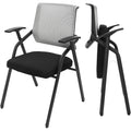 2 Pack Folding Chairs 485 lbs Heavy Duty Conference Room Chairs,Padded Folding Chairs Office Chairs with Widen Armrest,Grey Mesh Net Back Desk Chair No Wheels for Schools Office