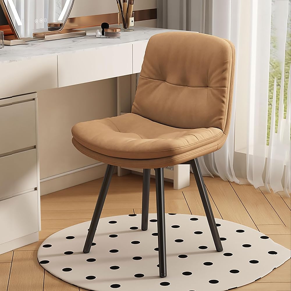 Office Chair, Modern Accent Dining Chairs, Vanity Stool Chair, Living Room Chairs with Black Metal Legs, Upholstered Ergonomic Backrest, for Bedroom/Beauty Room (Color : D)