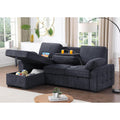 Lilola Home Mackenzie 91" Charcoal Gray Reversible Sleeper Sectional Sofa