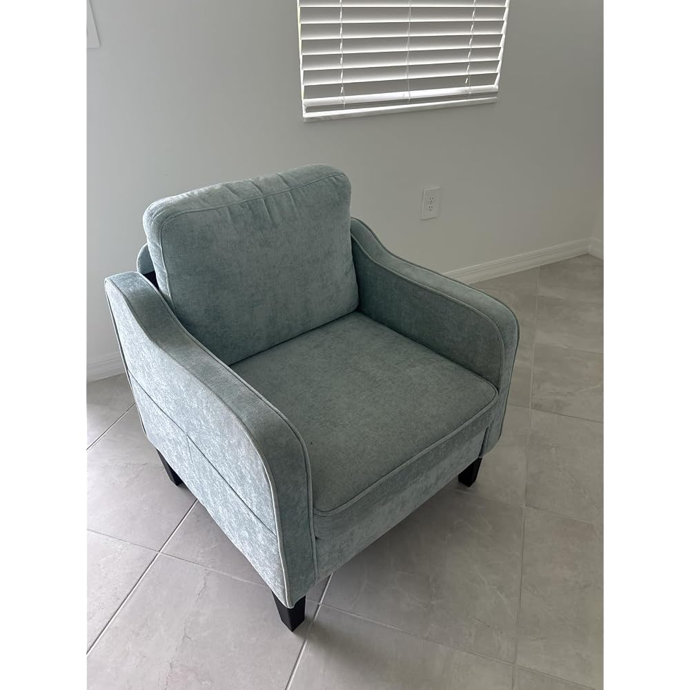 Accent Chair for Living Room, Mid Century Modern Reading Chair for Bedroom, Upholstered Armchair with Side Pockets, Comfy Single Sofa Side Chair for Office, Apartment, Small Room, Dark Grey
