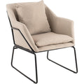 Elle Decor Odile Accent Chair, Plush Back Cushion, Black Metal Frame, Modern Living Room Upholstery Furniture