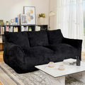 Cvortll Faux Fur Loveseat Couch, Oversized Lounge Sofa for Adults, Fluffy Lazy Sofa with Soft Stuffed Filling, Big Comfy Couch, Boneless Couches for Living Room, Bedroom, Black