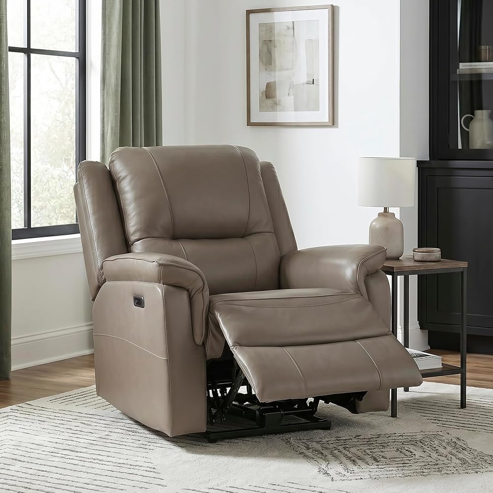Lexicon Top Grain Leather Match Power Reclining Chair, Russet