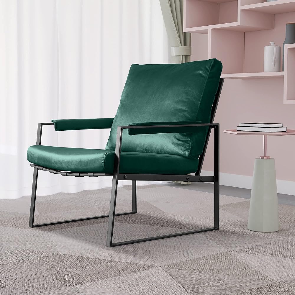 27.54" Modern Relax Single arms Chair with Velvet Cushion (Emerald)