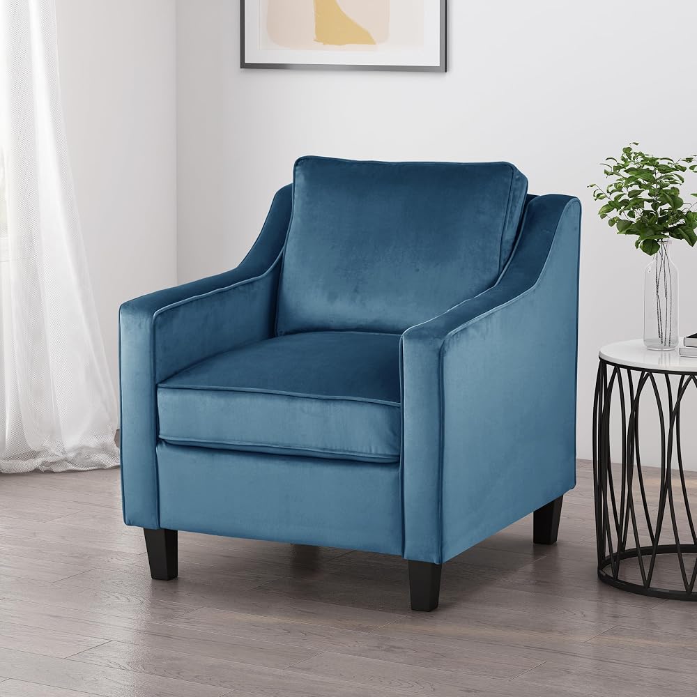 Christopher Knight Home Rachel Contemporary Velvet Club Chair, Blue, Dark Brown