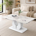 LKTART 43" Rectangle Modern Faux Marble Coffee Table for Living Room, White